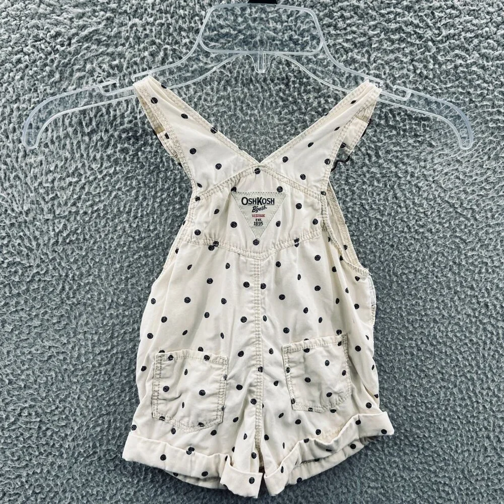 OshKosh BGosh Vestback Overalls 12 Months Cream Polka Dots 100%‎ Cotton